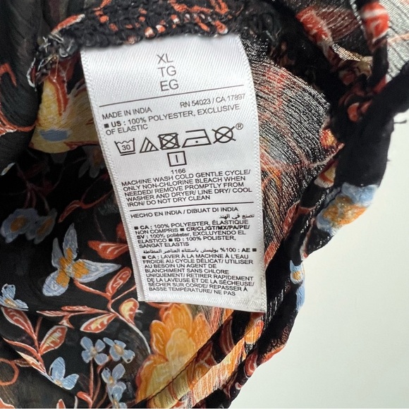 Old Navy V-Neck Smocked Floral Blouse Balloon Sleeve Babydoll Boho Peasant XL - Picture 11 of 15